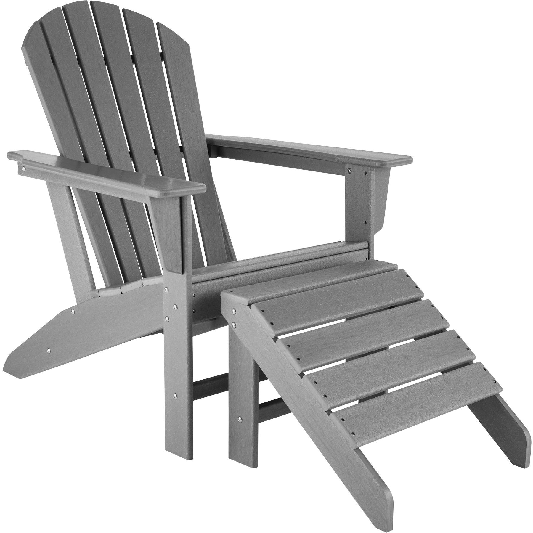 Garden Chair with Footstool - Adirondack design, high backrest, wide armrests