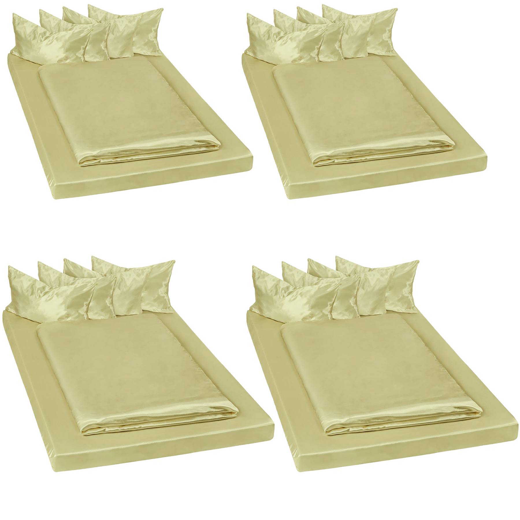 4 shiny satin bedding sets 150x200cm 6 PCs