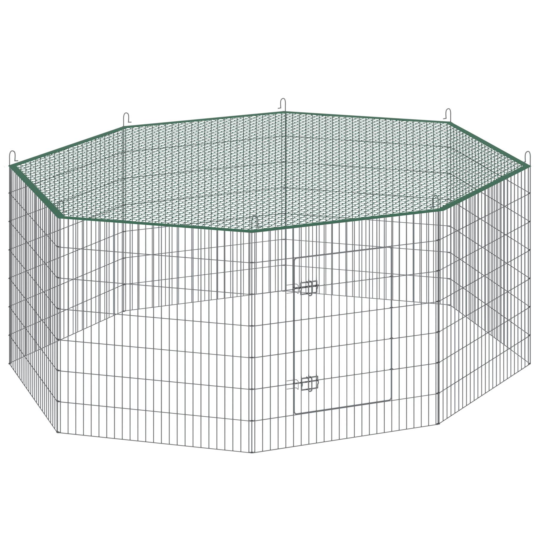 Puppy Enclosure Pen - 8 grid elements, safety net, 204cm diameter rabbit cage