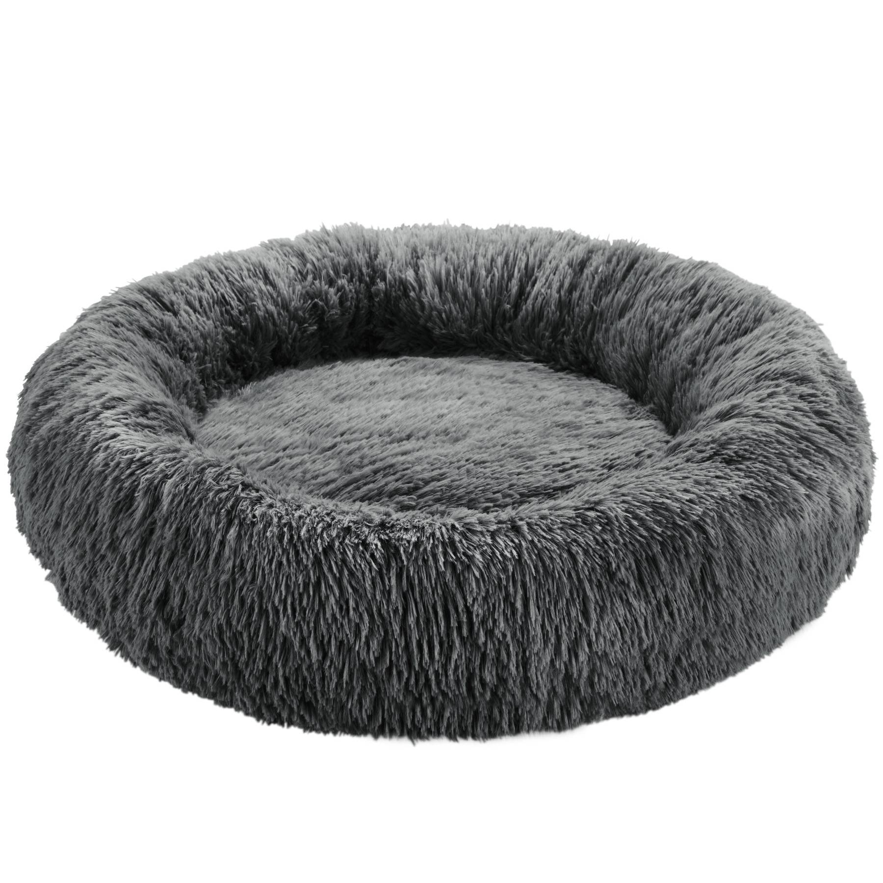 Dog Bed Maja - round with long plush, thick padding with raised edge, washable & non-slip