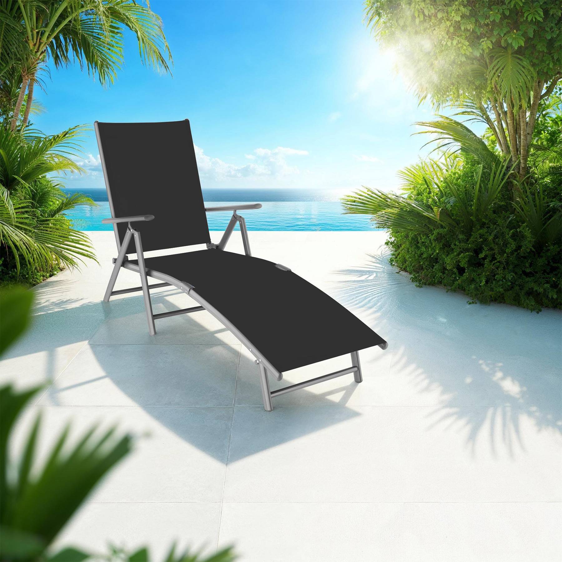 Buy Sun Lounger Marisol, foldable, textilene fabric with aluminium