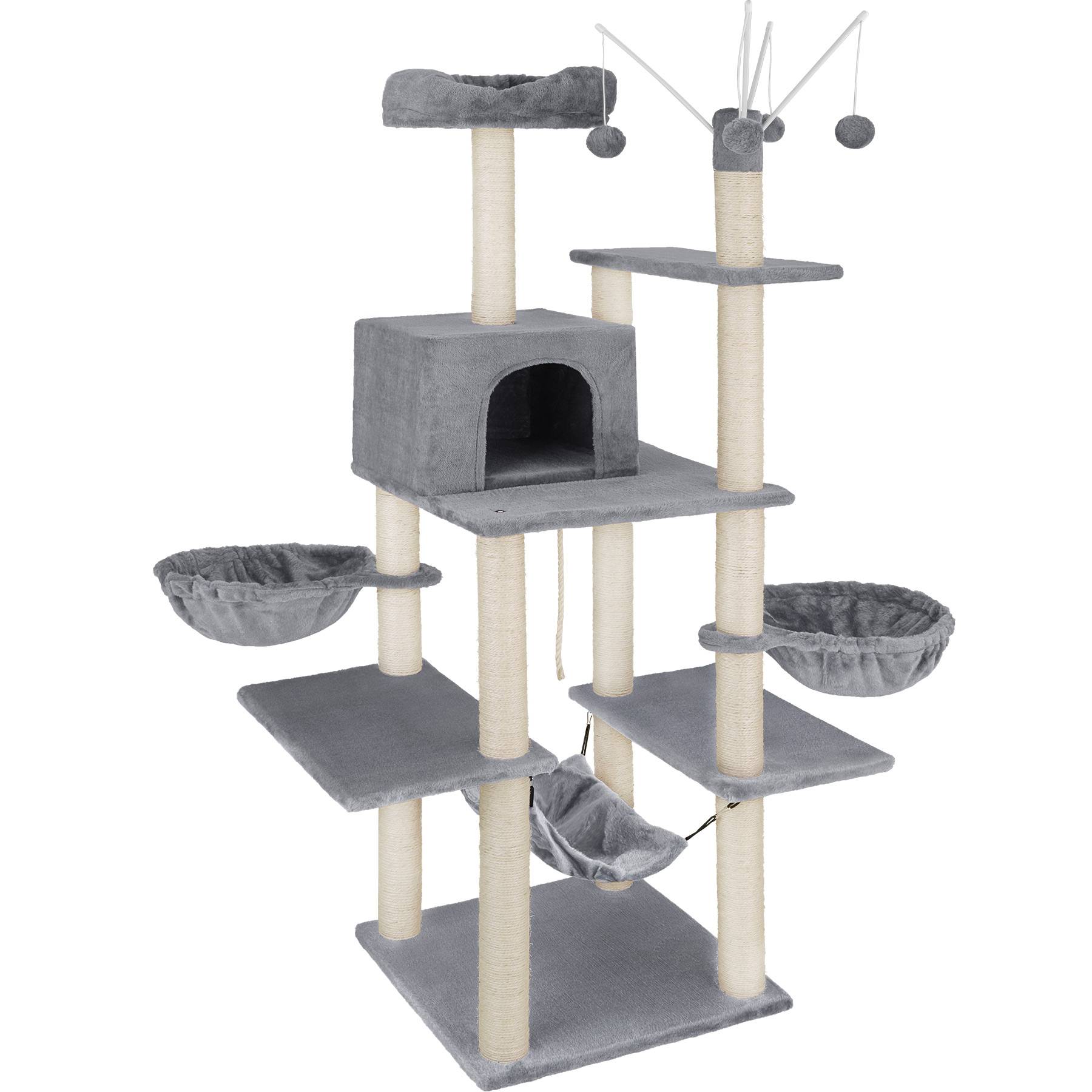 Cat Tree Lilou - 165 cm tall, sisal scratching post, toys & anti-tip protection