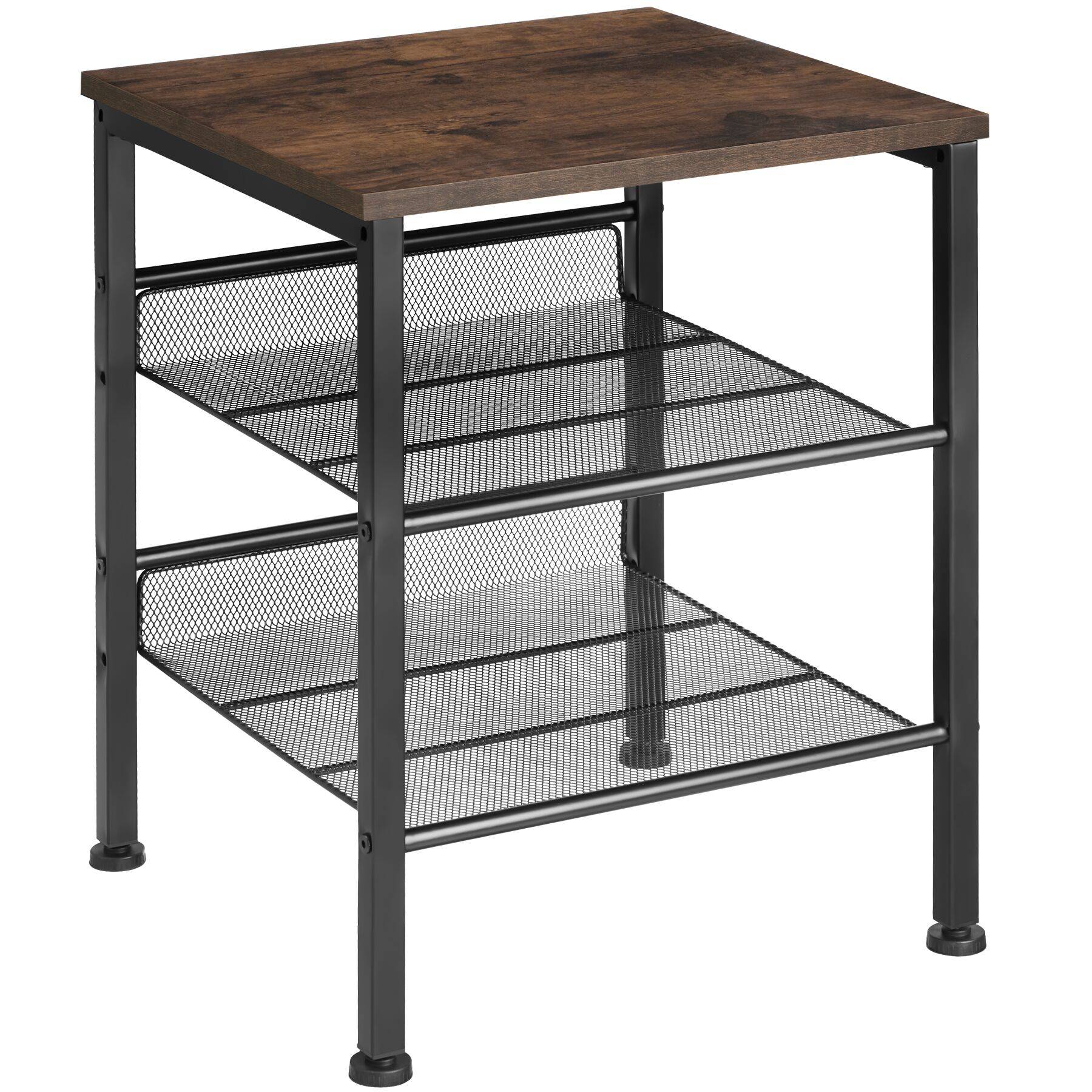 Bedside Table Lincoln - industrial style, with shelf, 2 grid shelves, 40.5 x 40 x 50.5 cm