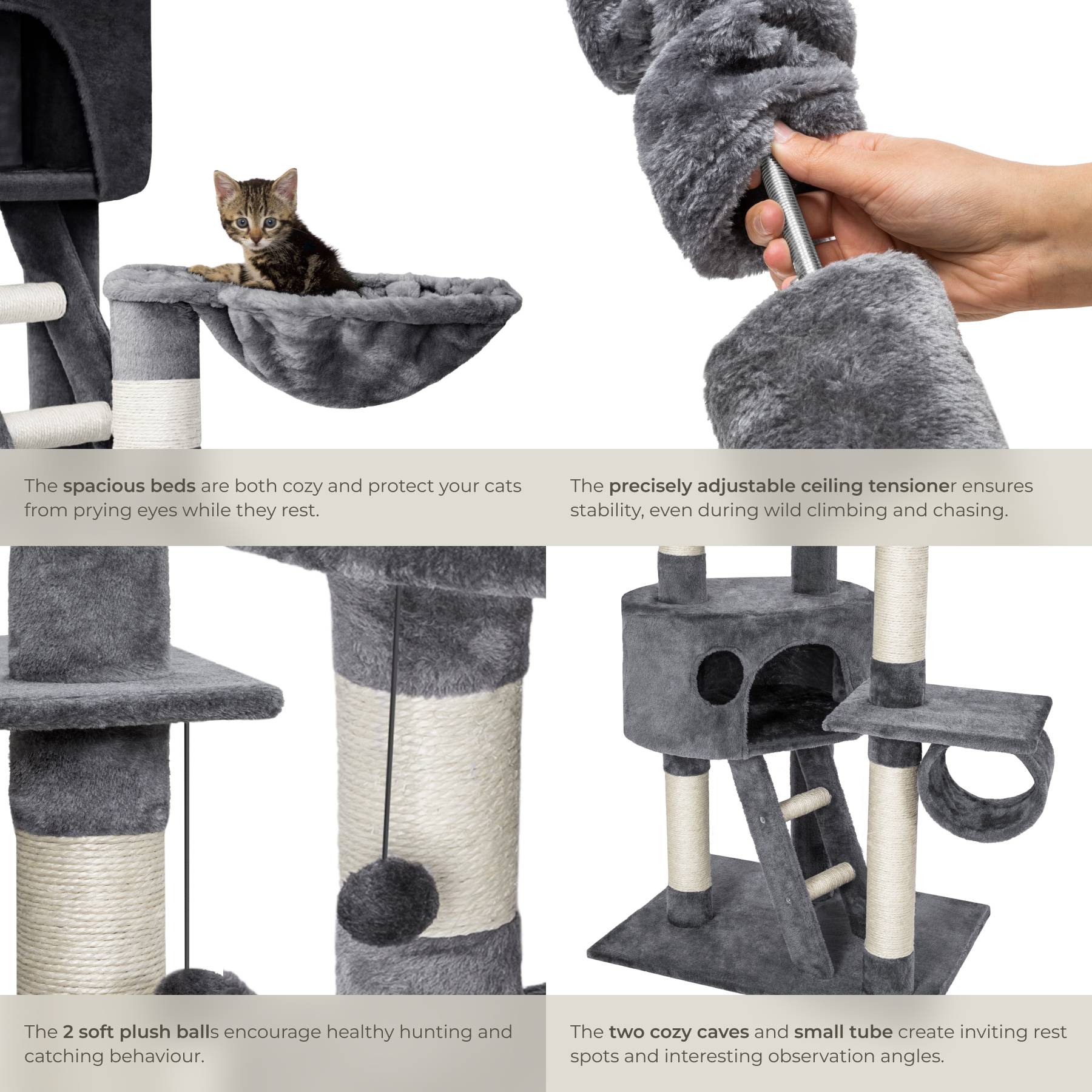 Cat Tree Hansi 243 to 260 cm, sisal cat scratching posts