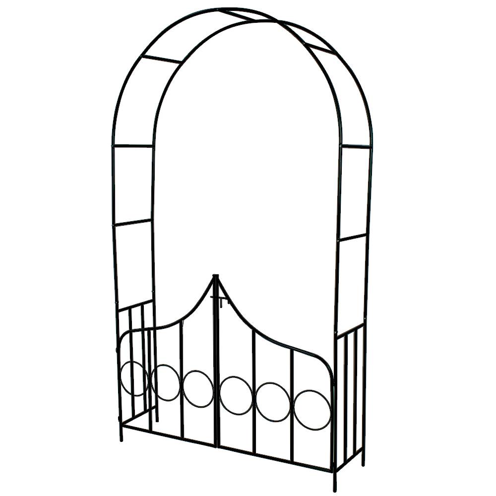 Garden Arch - steel rose arch with gate, 140 x 40 x 240 cm