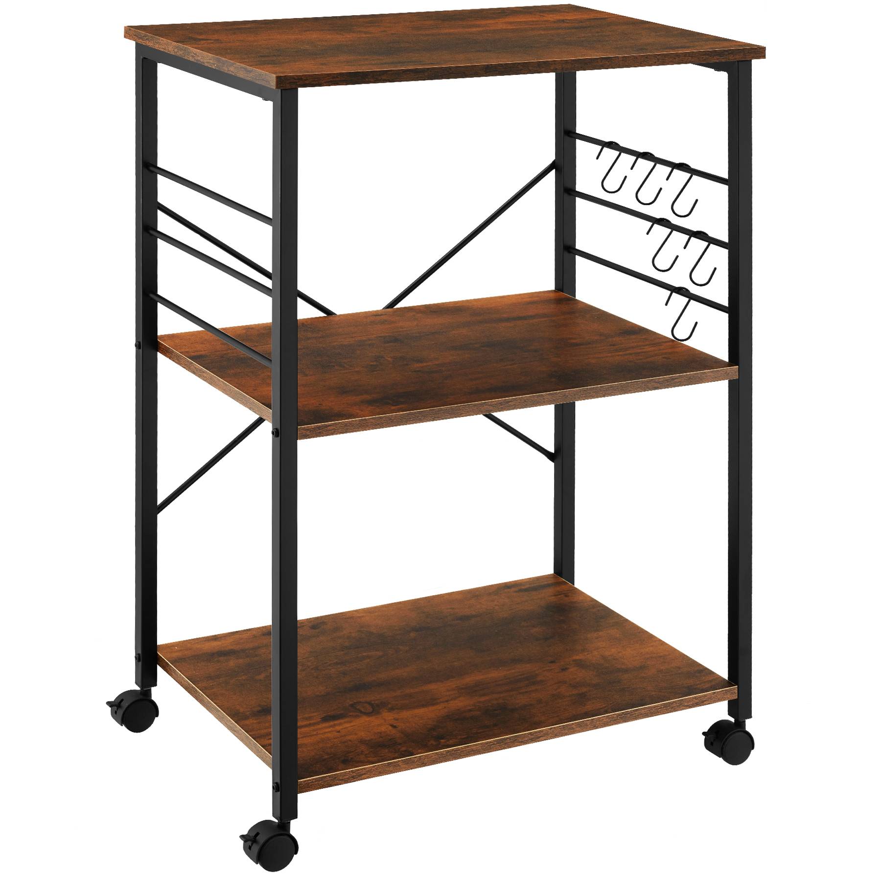Drinks Trolley Rugby - 3 shelves, 4 castors with parking brake