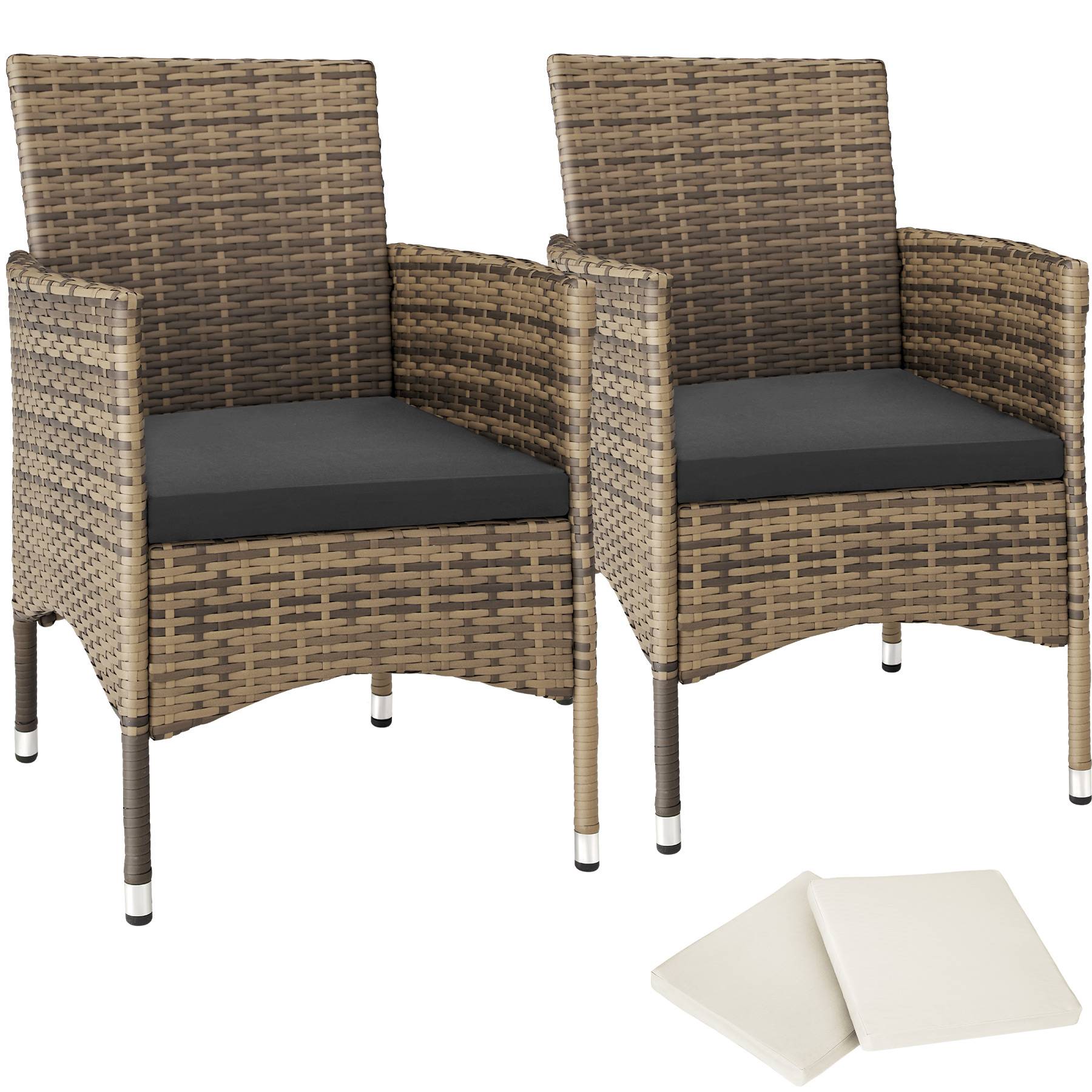 Garden Chair Nantes Set of 2 - weather & UV-resistant, 2 sets of cushion covers