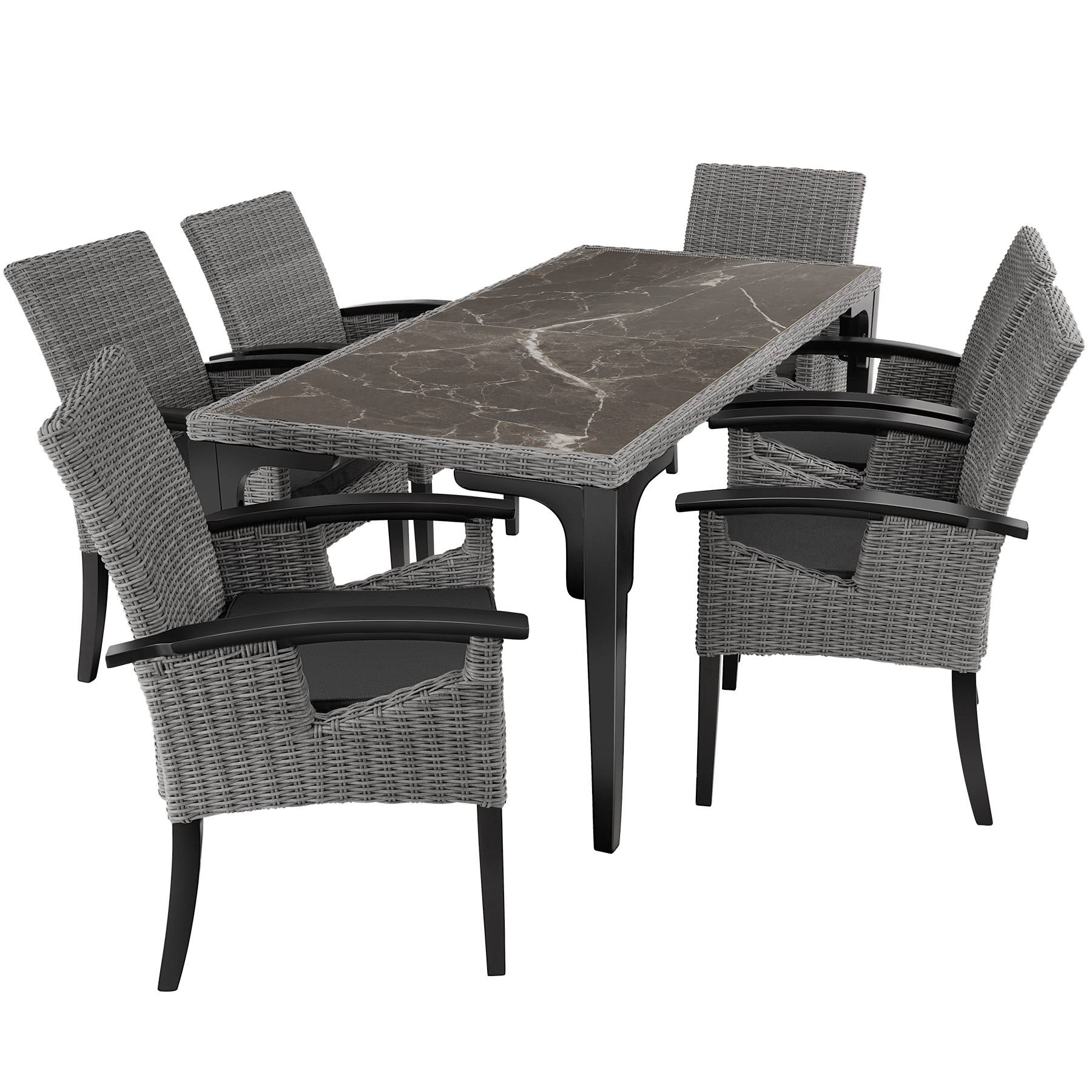 Garden Table and Chairs - Foggia dining table, 6 Rosarno chairs