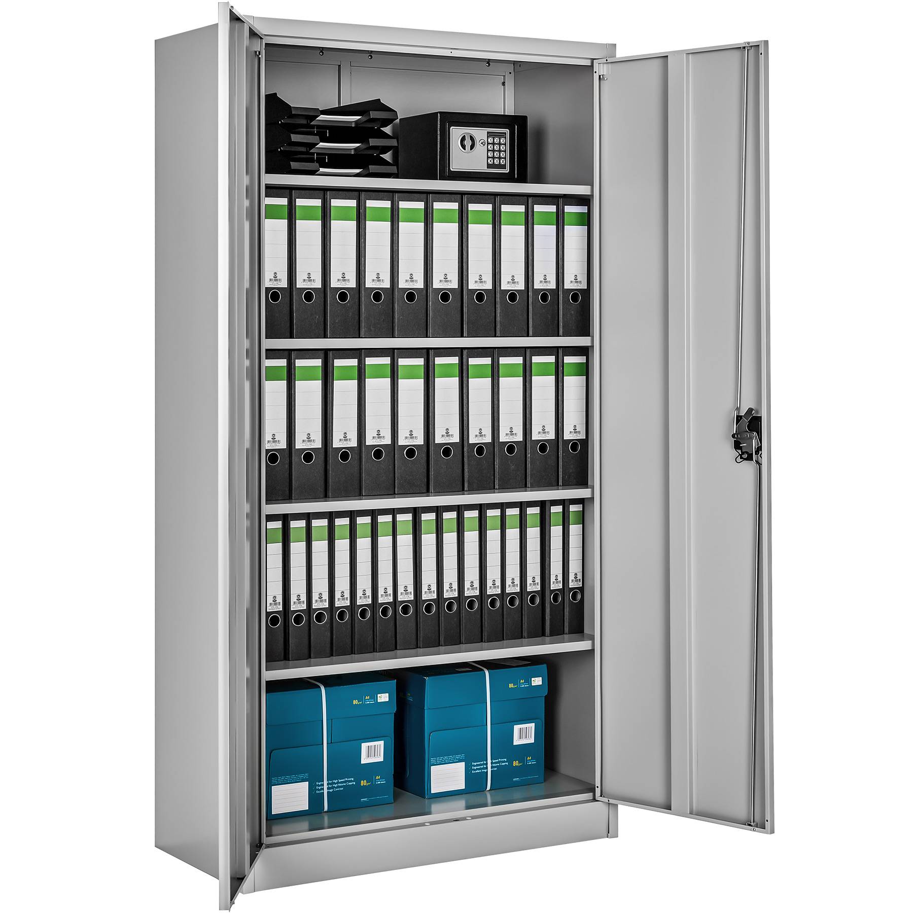 Filing Cabinet Blain - 5 height-adjustable shelves, lockable doors