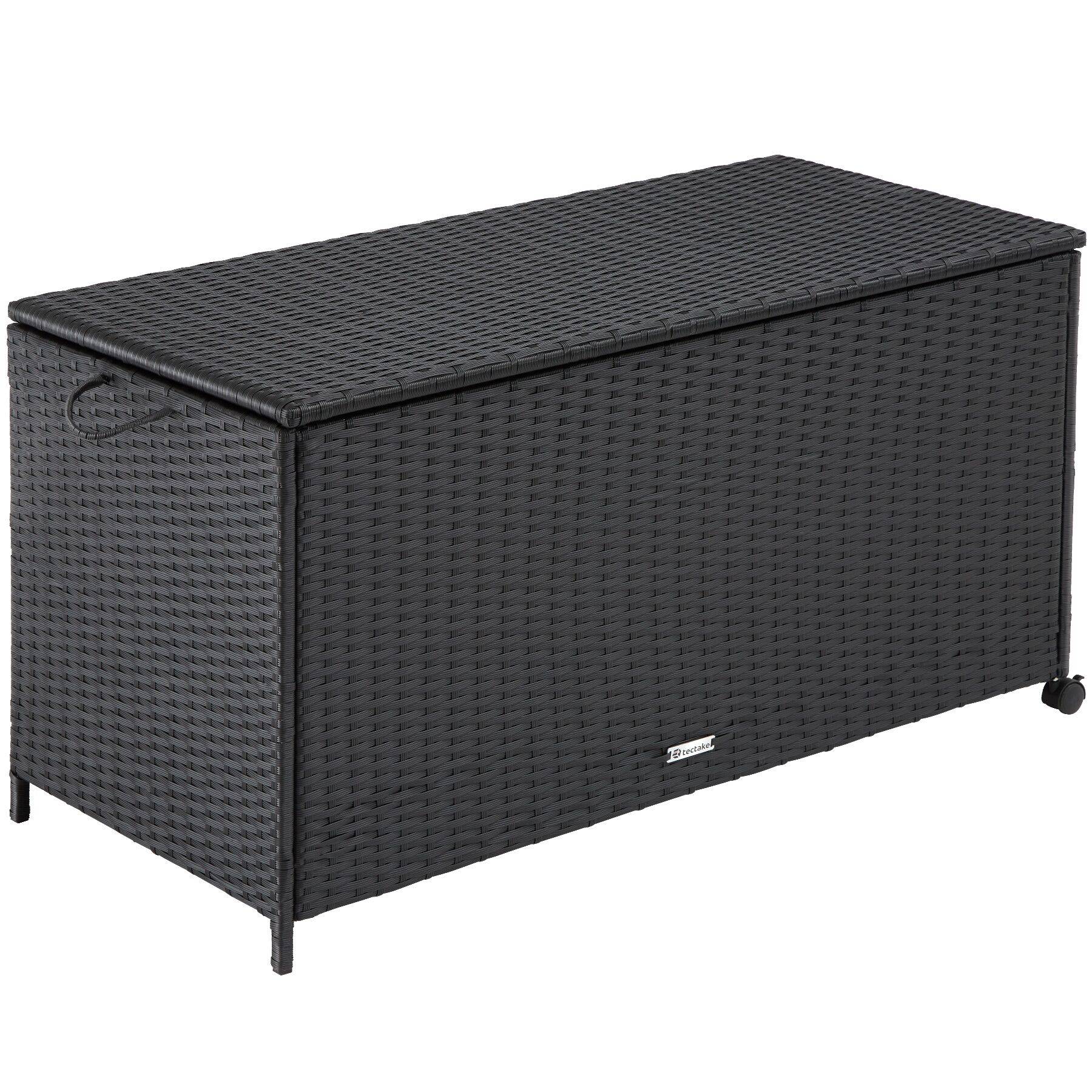 Garden Storage Box - aluminium frame, rattan weave, 117 x 54 x 64 cm, 297l,
