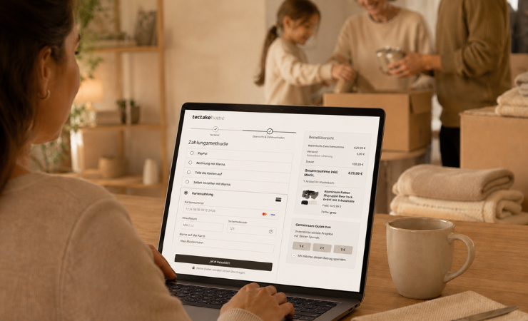 Customer makes a donation via Adyen Giving at the tectake checkout