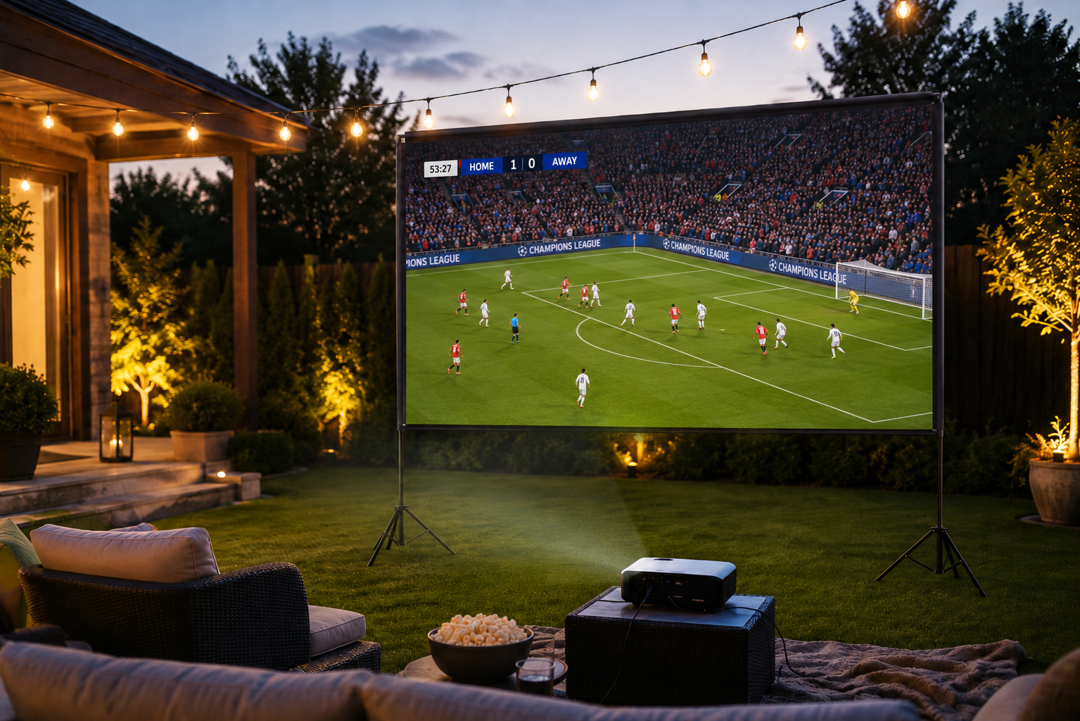 Projector screen for summer evenings outdoors