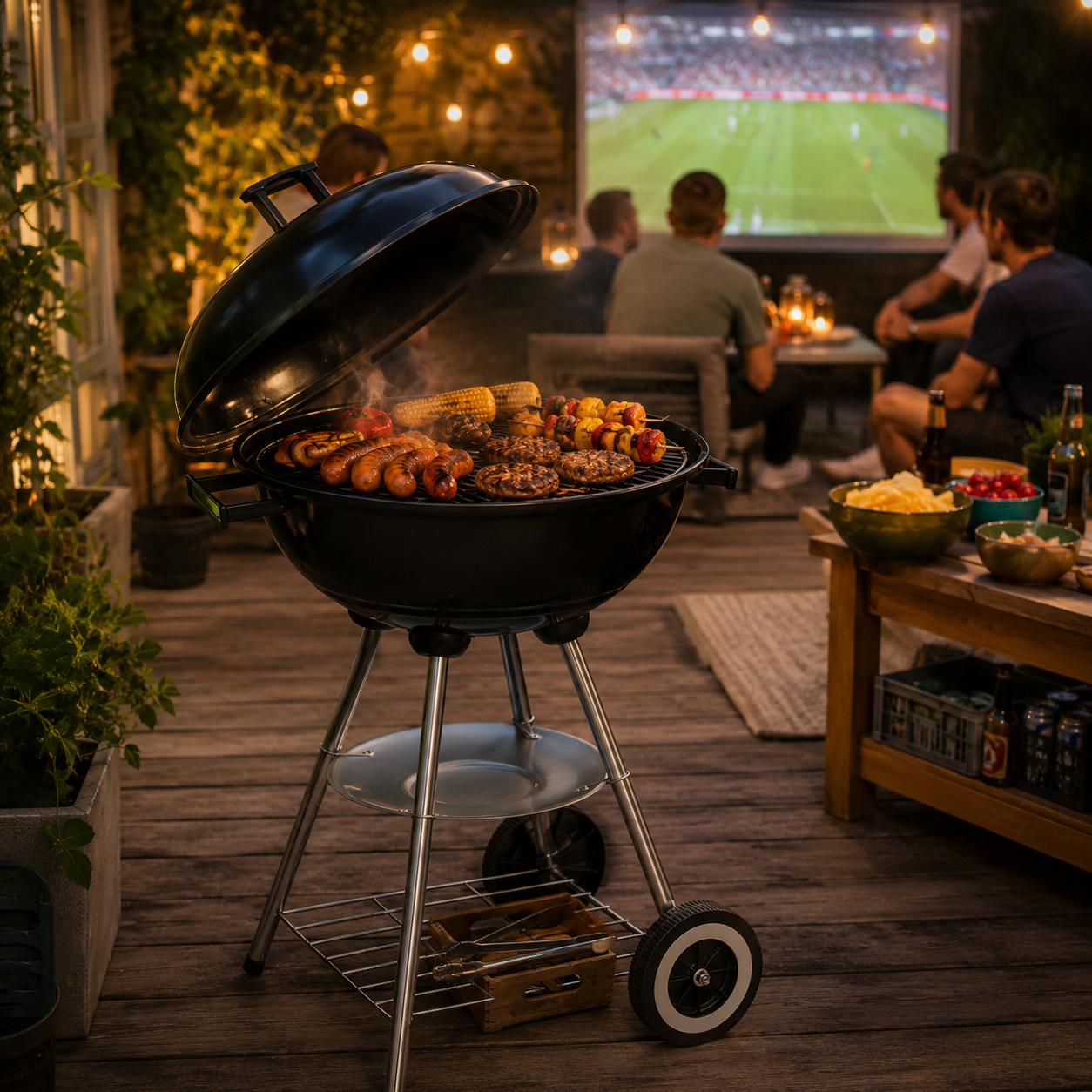 Barbecue area on a summery terrace