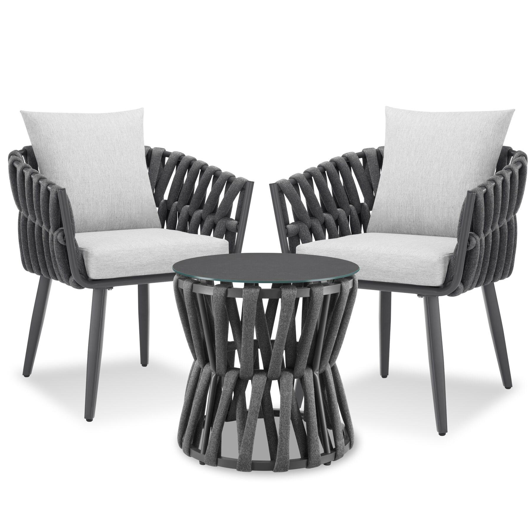 Lugano set in rope design, aluminum frame, screw-on legs