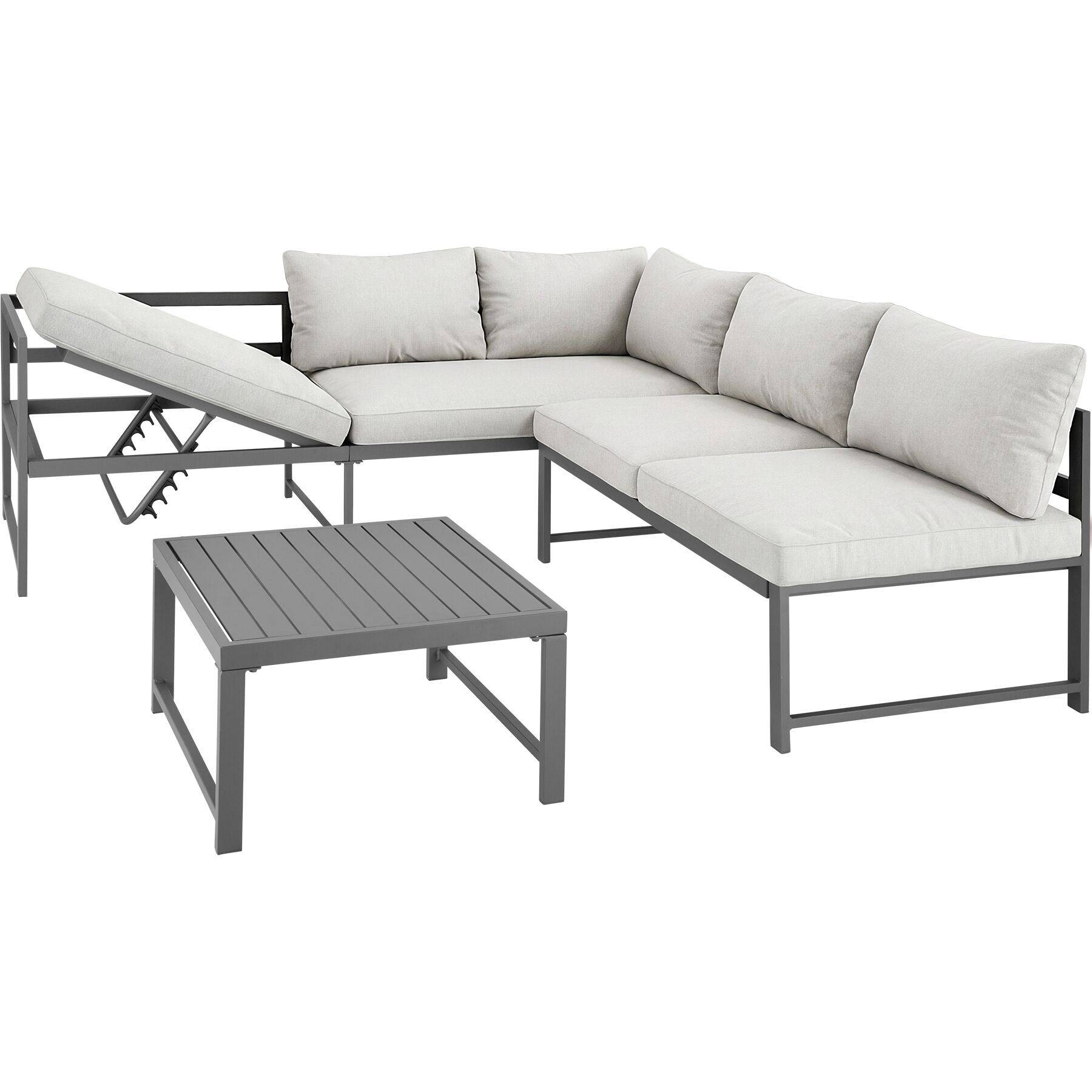 Faro Aluminum Seating Set with Table and Adjustable Backrest