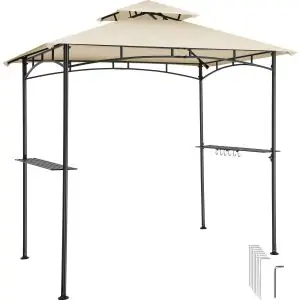 Maracaibo BBQ Pavilion, weatherproof, wind canopy, 2 shelves