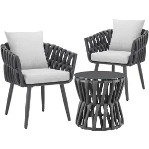 Lugano set in rope design, aluminum frame, screw-on legs