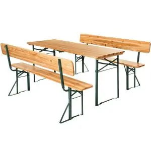 Picnic Table & Benches Franz II - 1 table & 2 benches, foldable, with backrests