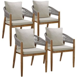 Garden Chair Manacor in a Corded Design with Acacia Wood Frame and Matching Cushions