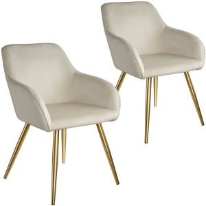 Chair Marilyn with Velvet Cover, Gold Steel Legs and Plush Padding