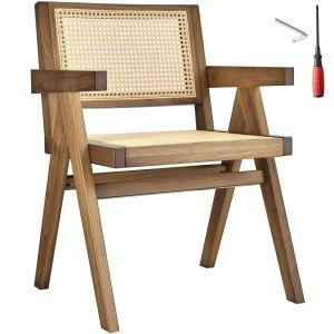 Dining Chair Lizzy with Mid-Century Modern Design, Rattan Backrest and Solid Wood Frame