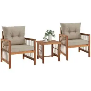 Garden Furniture Eivissa with 2 Chairs, Side Table and Cushions in Elegant Rope Design