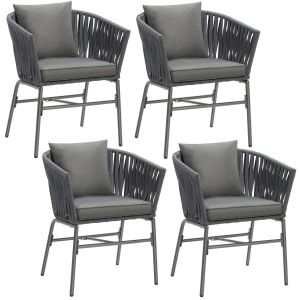 Accent Chair Valeiras - woven rope design, thick cushions, 60 x 61 x 77cm
