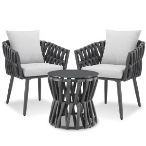Lugano set in rope design, aluminum frame, screw-on legs