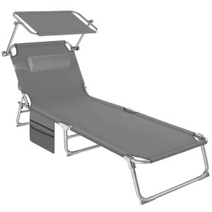 Sun Lounger - foldable with sun canopy
