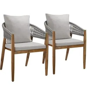 Garden Chair Manacor in a Corded Design with Acacia Wood Frame and Matching Cushions