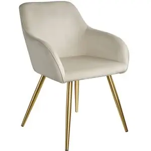 Chair Marilyn with Velvet Cover, Gold Steel Legs and Plush Padding