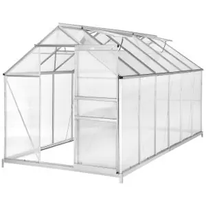 Greenhouse with foundation - anodised aluminium, 185 x 375 x 195cm