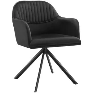 Lounge Armchair Living Room Accent Chair 360 Swivel Slim Steel Legs Velvet Fabric 