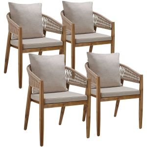Garden Chair Manacor in a Corded Design with Acacia Wood Frame and Matching Cushions