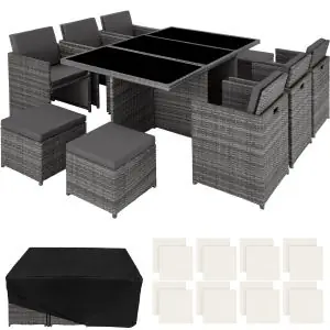 New York 6+4+1 Aluminum Rattan Seating Set with Protective Cover