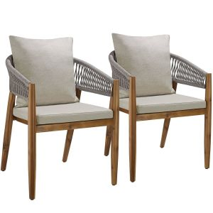 Garden Chair Manacor in a Corded Design with Acacia Wood Frame and Matching Cushions