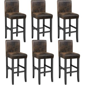 Bar Stools with a padded backrest and faux leather cover