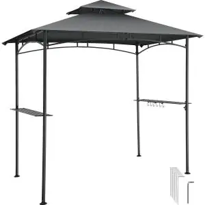Maracaibo BBQ Pavilion, weatherproof, wind canopy, 2 shelves