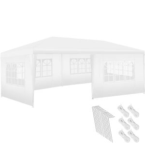 Gazebo Novara with 5 side panels, water-resistant, 6x3m