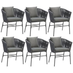 Accent Chair Valeiras - woven rope design, thick cushions, 60 x 61 x 77cm