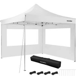 3x3m Foldable Aluminum Garden Gazebo with 2 Side Panels