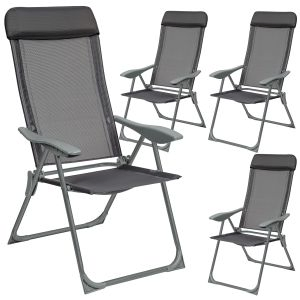 4 Folding Aluminum Garden Chairs with Headrests