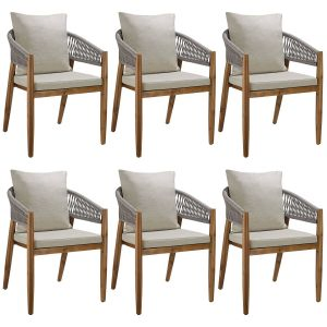Garden Chair Manacor in a Corded Design with Acacia Wood Frame and Matching Cushions