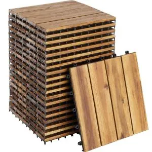 Outdoor Tiles Tabula - easy 'click' installation, acacia wood, weather-safe