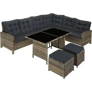 8 Seater Garden Furniture Set Barletta with Cushions, Footstools and Table