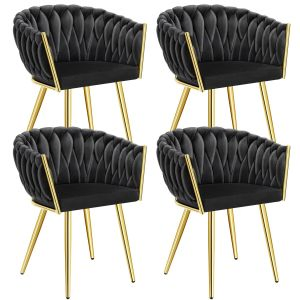 Dining Chair Astano - padded, velvet, knot design, continuous backrest