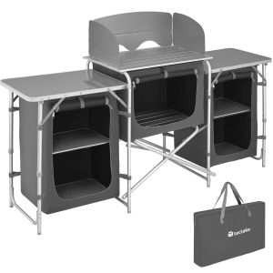 Camping kitchen with aluminum frame, 172 x 52 x 104 cm